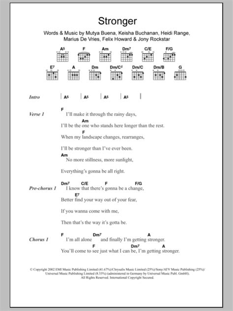 Stronger by Sugababes - Guitar Chords/Lyrics - Guitar Instructor