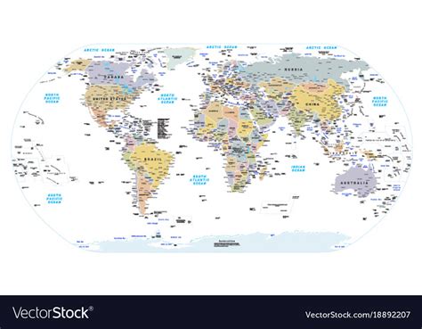 Highly Detailed Political World Map Eps Vector Image