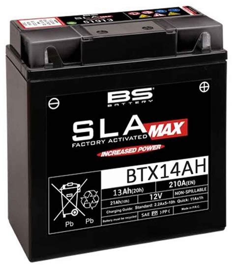 Batería de moto BS SLA MAX BTX14AH FA 12V