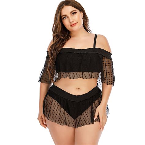 European And American Solid Color Plus Size Women S Bikini New Three Point Mesh Split Two