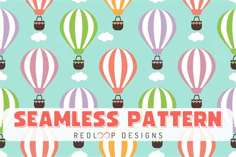 Hot Air Balloons Clouds Seamless Pattern Graphic By Redloopdesigns Creative Fabrica