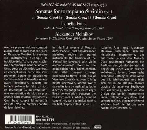 Isabelle Faust Alexander Melnikov Sonatas For Fortepiano Violin CD