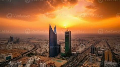 Panoramic City Shot of Riyadh Showing Skyline Landmarks, Office and ...