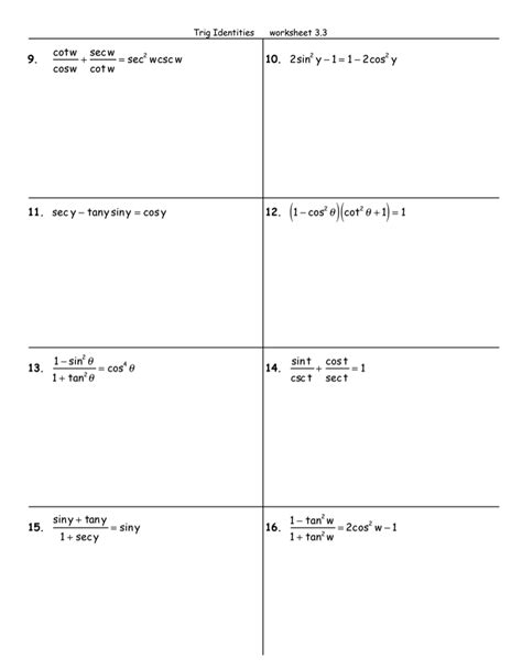 Free Proving Trigonometric Identities Worksheet Download Free Proving Trigonometric Identities