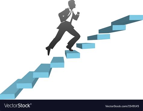 Business Man Running Climb Stairs Royalty Free Vector Image