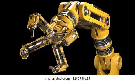 Robotic Arm Yellow Mechanical Hand Industrial Stock Illustration