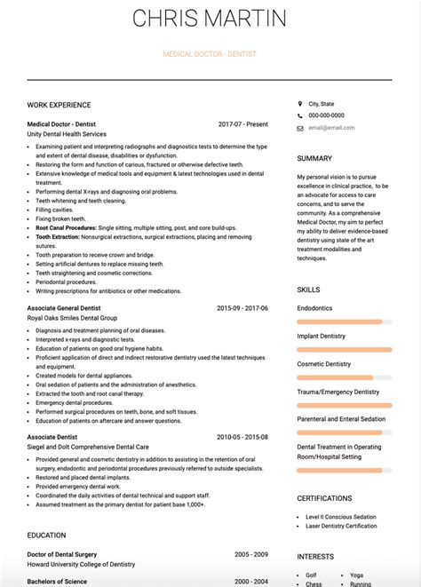 Medical Doctor CV Examples Templates VisualCV