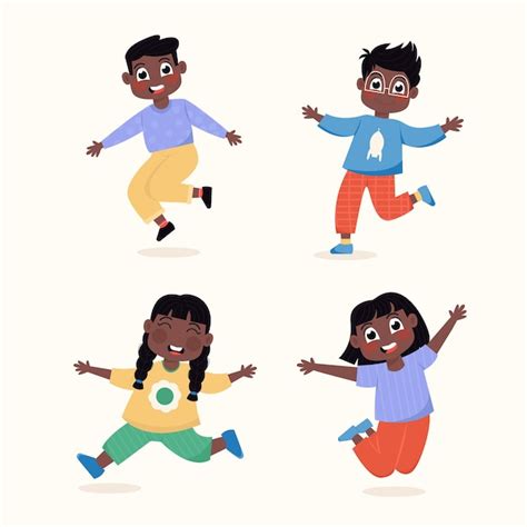 Premium Vector Set Of Happy African American Children Girls And Boys