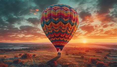 Premium AI Image Flying Hot Air Balloon Adventure In Motion Generated By AI