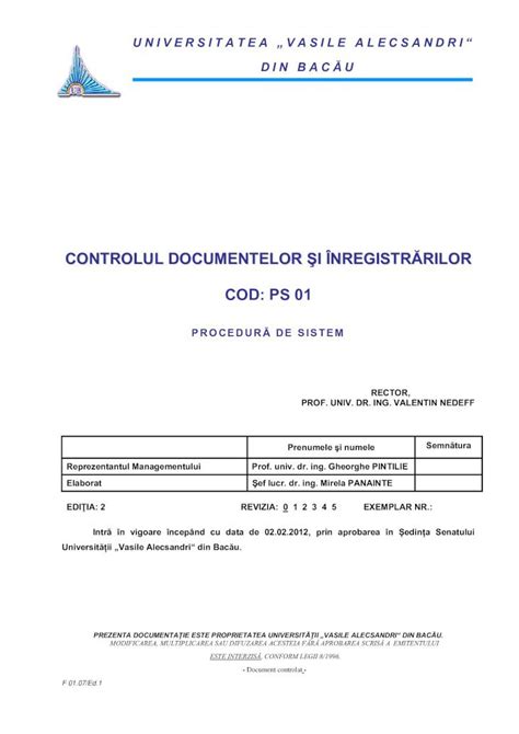 PDF Ps 01 Controlul Documentelor Si Inregistrarilor Ed 2 DOKUMEN TIPS