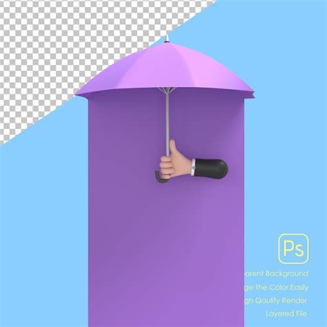 M O D Segurando O Guarda Chuva Roxo Elegante No Fundo Branco Psd Premium