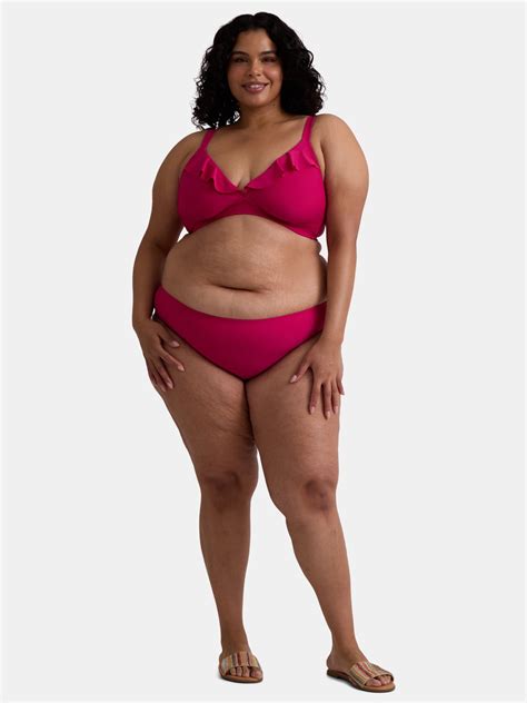 Time And Tru Womens And Womens Plus Ruffle Bikini Top Sizes S 2X Walmart