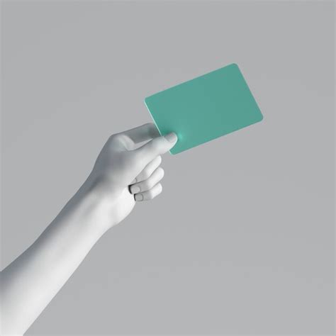 Premium Photo D Render Mannequin Hand Holding Blank Mint Glass Card