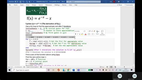 Solving Newton Raphson With A For Loop And Fzero In Matlab Youtube