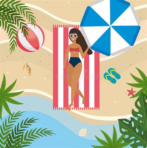 Mujer Que Toma El Sol En La Piscina Ilustraci N Del Vector