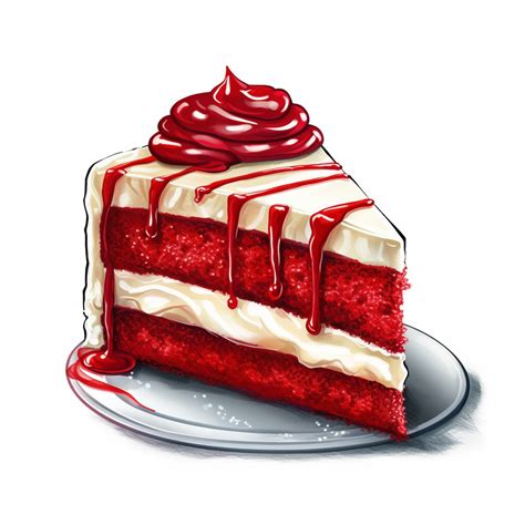 Design A Clipart Image Of A Red Velvet Cake White Background Depict A Moist And Velvety Red