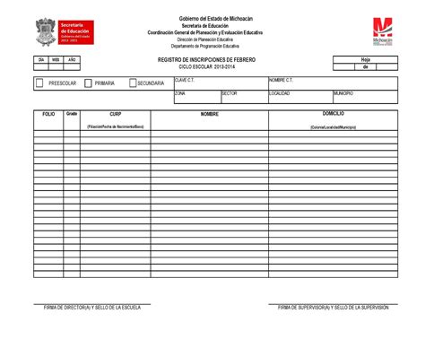 Registro De Preinscripción Editable En Pdf Escuela Alexduve