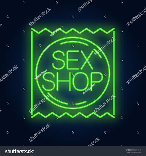 Sex Shop Neon Sign Condom Package Stock Vector Royalty Free Shutterstock