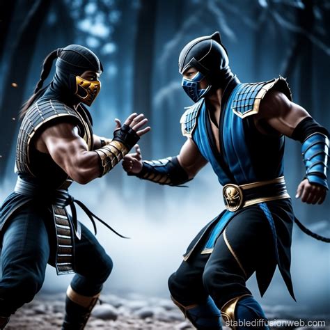 scorpion vs sub zero in an epic fight Prompts | Stable Diffusion Online