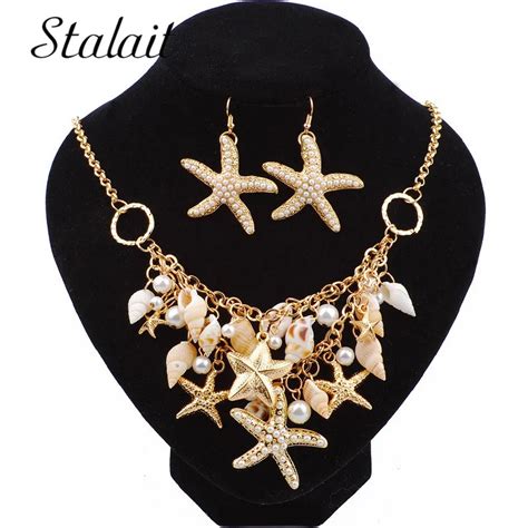 Aliexpress Buy Natural Fresh Summer Beach Starfish Conch Necklace