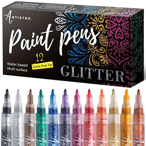 Glitter Extra Fine Point Paint Markers Set Of 12 In 2021 Glitter