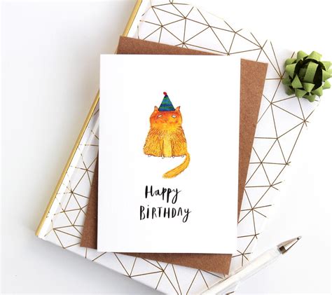 Happy Birthday Cat Card Ginger Cat Birthday Card Quirky | Etsy