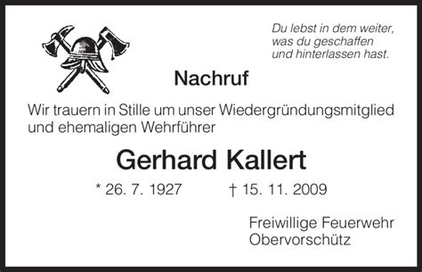 Traueranzeigen Von Gerhard Kallert Trauer Hna De