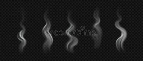 Set Of Realistic Steam On Hot Food Drink Hookah Stock Vector