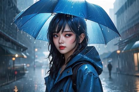 Premium Photo Blue Rain