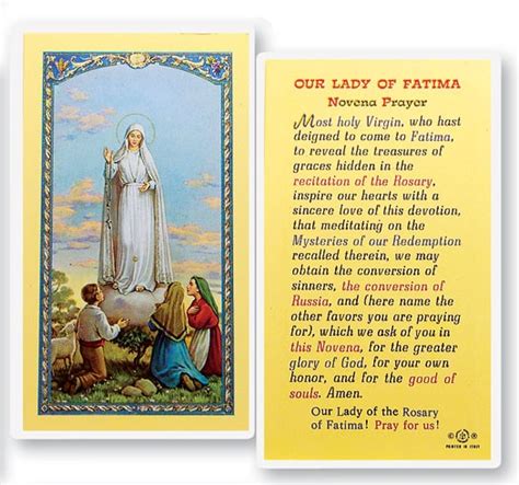 Our Lady Of Fatima Novena Laminated Prayer Cards 25 Pack