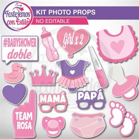 Photo Props Imprimible Baby Shower Mellizos Nena Festejemos Con Estilo