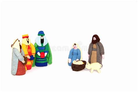 christmas nativity stock photo image  knitted christmas