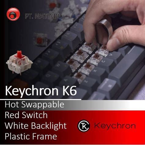 Jual KEYCHRON K6 HOT SWAPPABLE RED SWITCH WHITE BACKLIGHT PLASTIC FRAME Shopee Indonesia