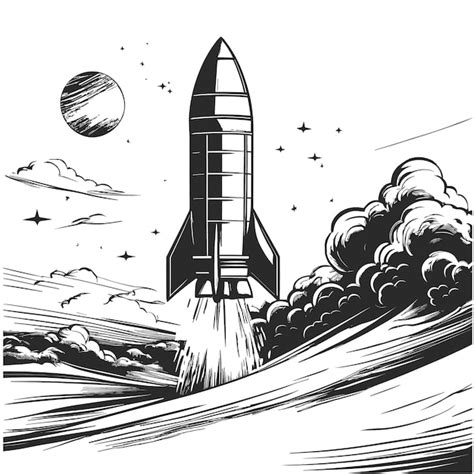 Premium Vector Vector Retro Rocket Sketch Hand Drawn Vecto