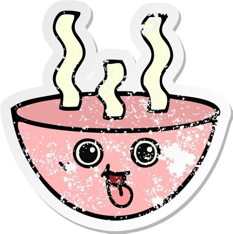 Distressed Sticker Of A Cute Cartoon Bowl Of Hot Soup Vector Art At Vecteezy