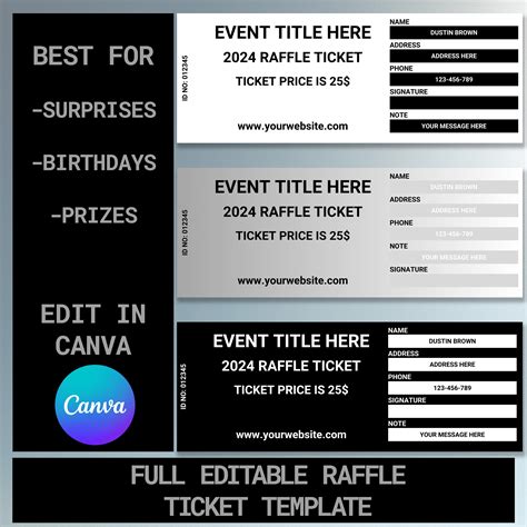 Editable Raffle Ticket Template Printable Raffle Ticket Surprise Printable Raffle Ticket Custom ...