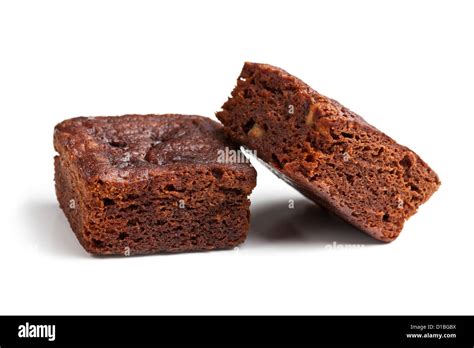 Brownies de postre de chocolate sobre fondo blanco Fotografía de stock