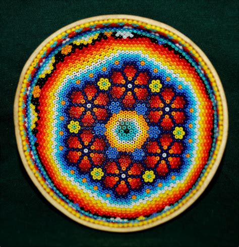 Huichol Indian Art Glass Beaded Sacred Prayer Bowl New Jalisco