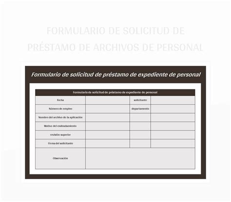 Plantilla De Excel Formulario De Solicitud De Préstamo De Archivos De