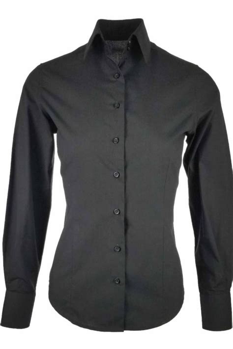 Womens Everyday Basic Shirt Black Long Sleeve Uniform Edit