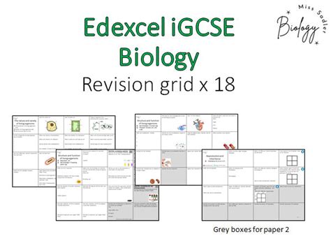 Edexcel Igcse Biology Revision Grid Teaching Resources