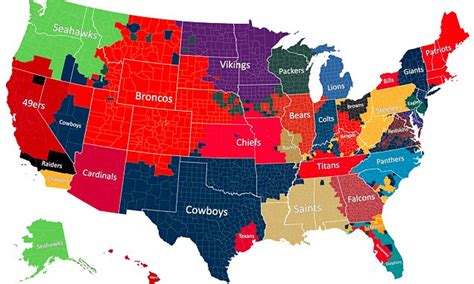 NFL fan map shows most popular teams by Facebook posts | Daily Mail Online