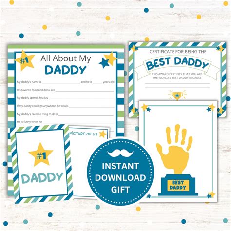 All About My Daddy Printable Fathers Day T Instant Download Pdf