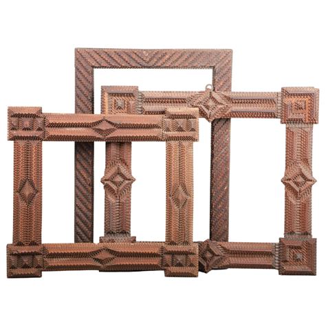 3 Tramp Art Frames Auction