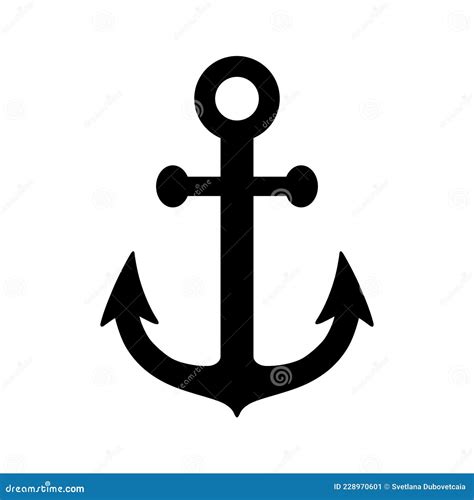 Anchor Icon Silhouette Sea Anchor Black Symbol Boat Or Ship Isolated