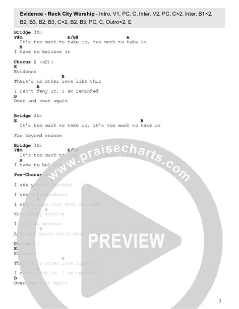 Evidence Live Chords PDF Rock City Worship PraiseCharts