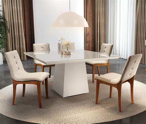 Conjunto Mesa De Jantar Quadrada Floren A Lugares M Casa