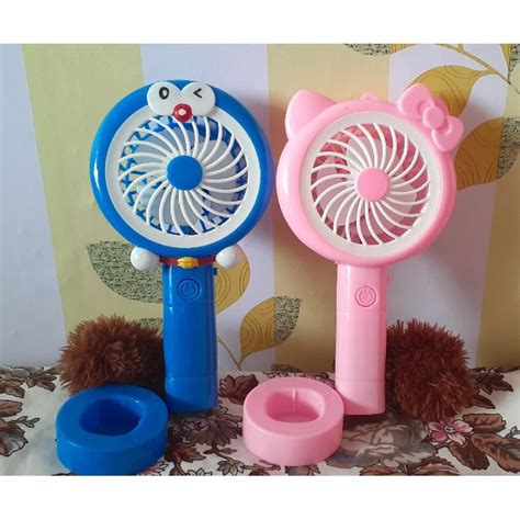 Jual Kipas Angin Tangan Stand Portable Karakter Led Standing Mini Fan