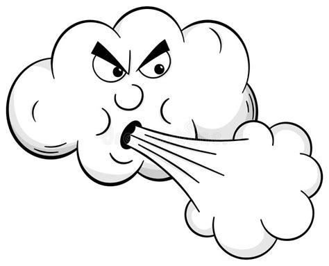 Cartoon Cloud Blows Wind Stock Vector Illustration Of Icon