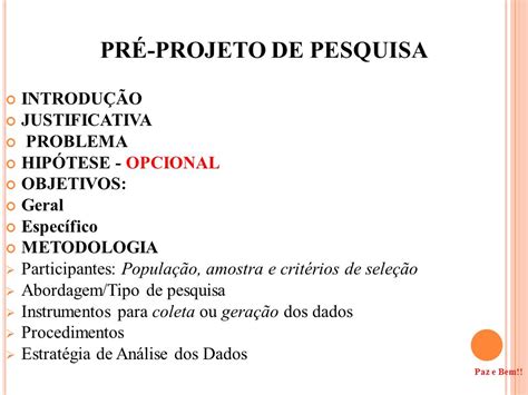 Exemplo De Pré Projeto Para Mestrado Vários Exemplos